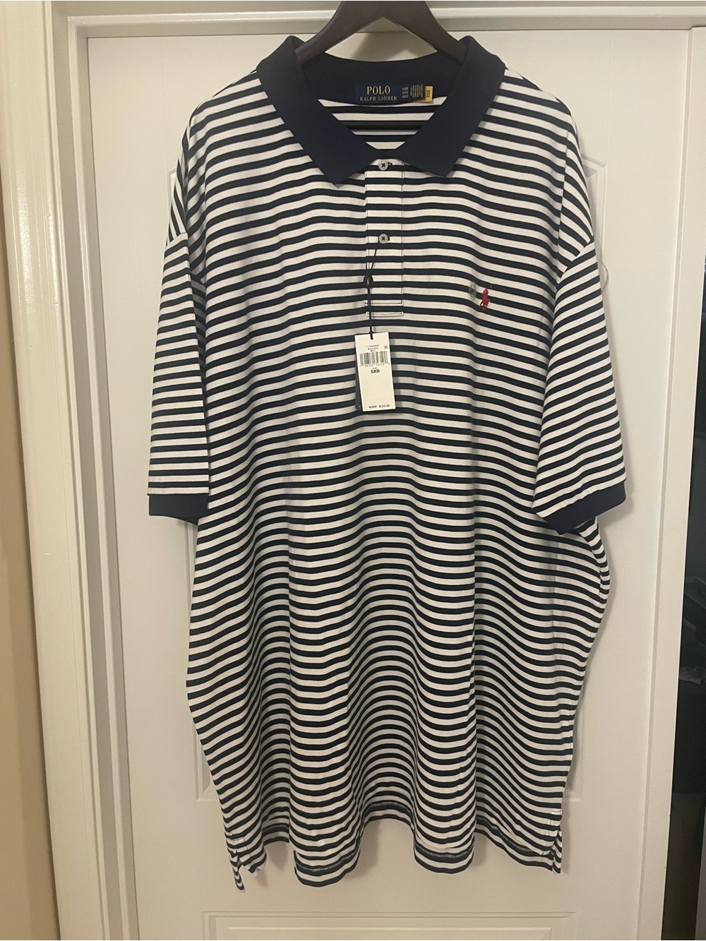 NWT Polo Ralph Lauren white and navy striped polo size 5XB